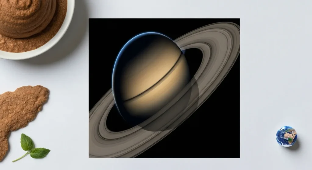 Imagine a sondei spațiale Cassini cu Saturn și inelele sale în fundal.