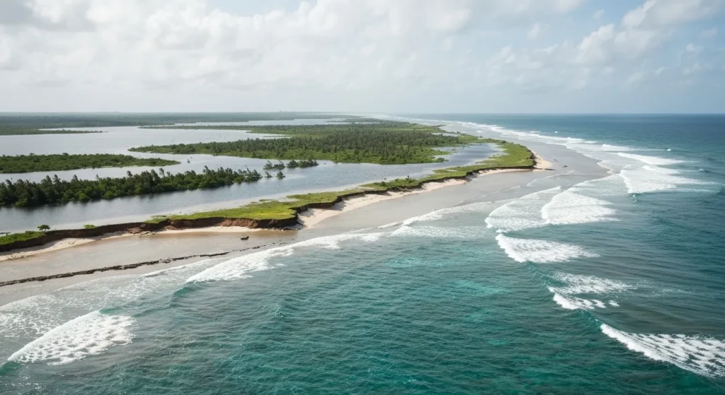 Insule joase din Pacific și Oceanul Indian amenințate de creșterea nivelului mării.