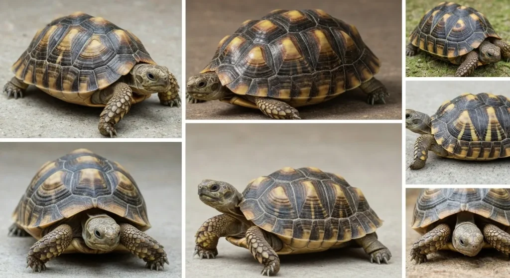Diverse specii de țestoase cu carapace texturate și colorate, în mediile lor naturale.