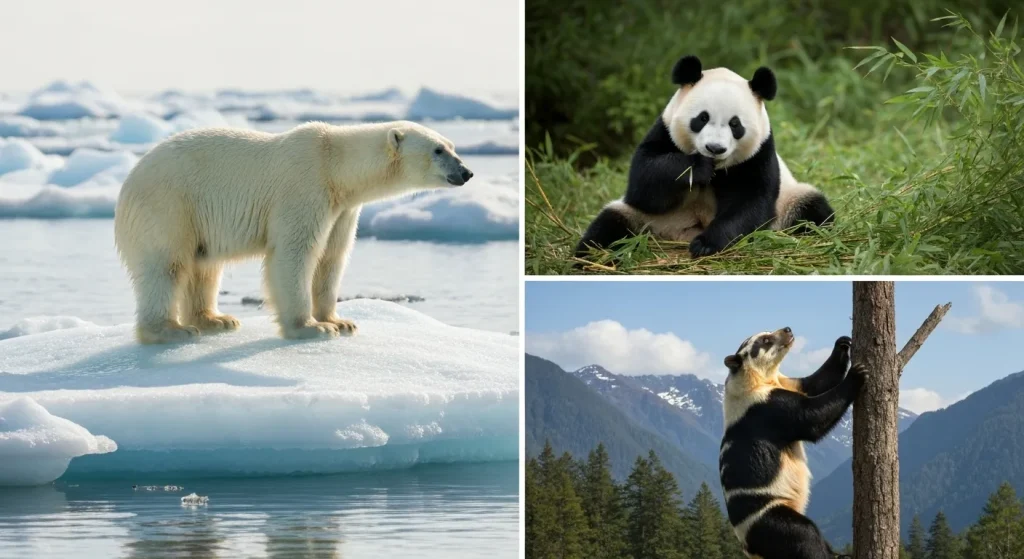 Un urs polar pe un bloc de gheață în Oceanul Arctic.