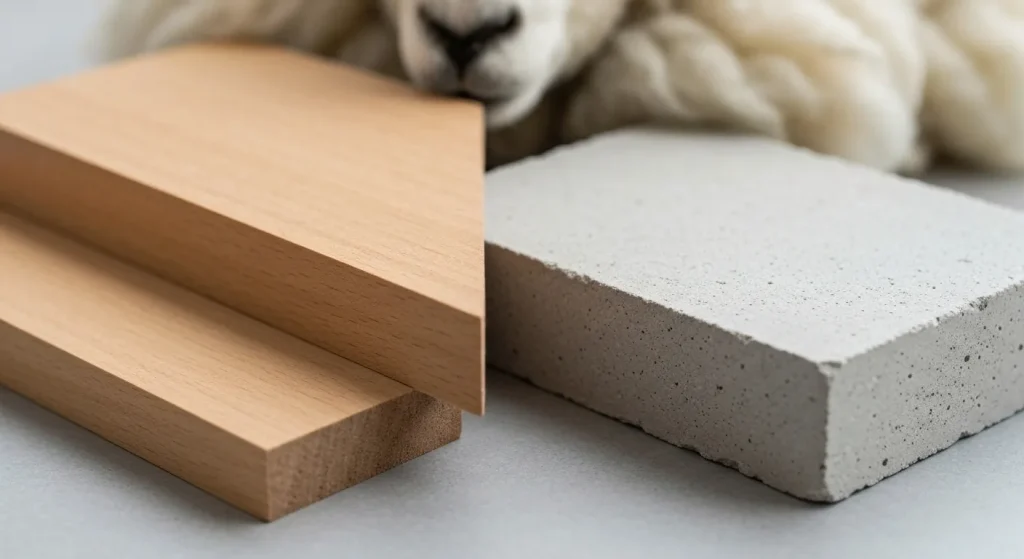 O captură de ecran a Paletei de Materiale Inteligente din punct de vedere al Carbonului, arătând diferite materiale de construcție clasificate după amprenta lor de carbon.