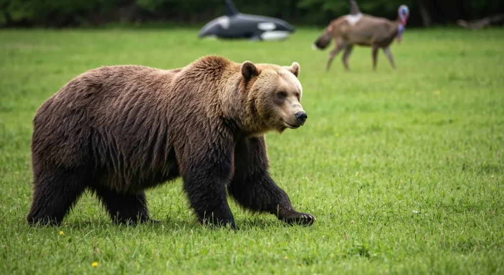 Animale sălbatice, cum ar fi cerbi și urși, se plimbă liber prin zone publice, de obicei aglomerate cu oameni.