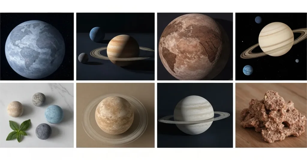 Imagine cu planetele sistemului nostru solar, evidențiind culorile și luminozitatea lor diferite.