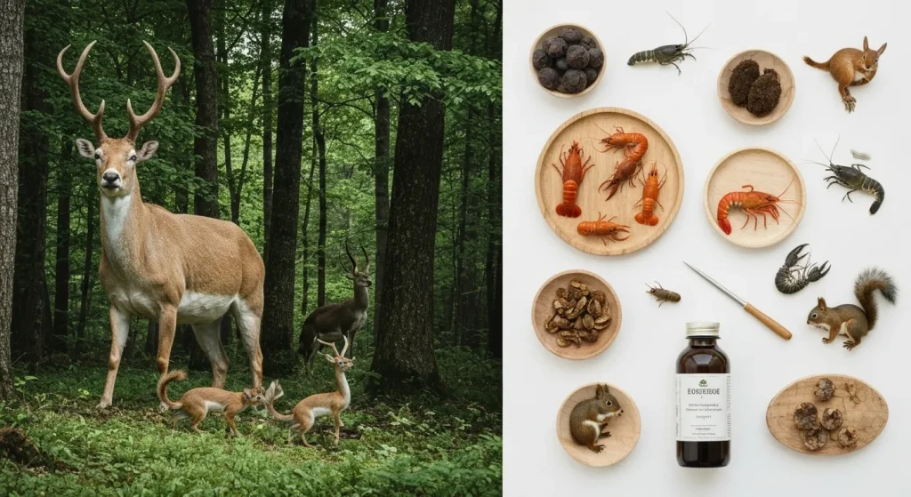 Oase de animale mici, plante și peisaj forestier.