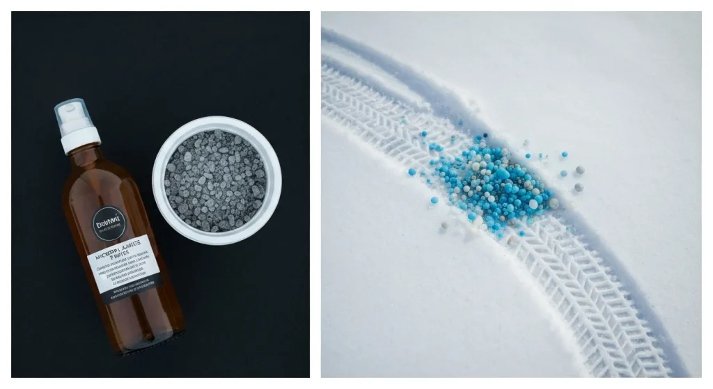 Imaginea prezintă particule de microplastic într-un eșantion de zăpadă arctică.
