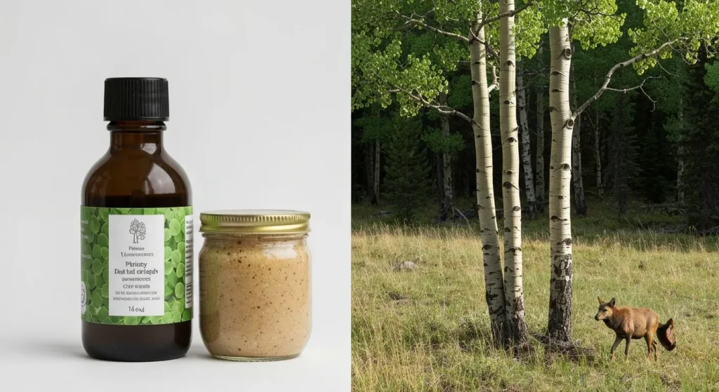 Arboreți tineri și bătrâni de plop tremurător în Parcul Național Yellowstone, demonstrând regenerarea vegetației după reintroducerea lupilor.