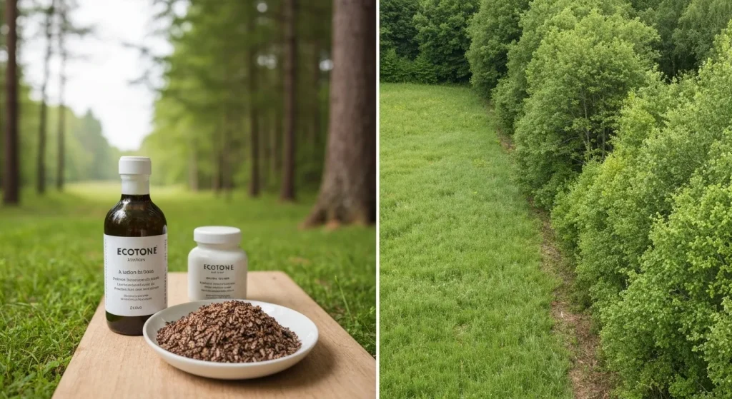 O comparație între o margine ecologică sănătoasă, cu o tranziție graduală între două ecosisteme, și o margine degradată, cauzată de activități umane.