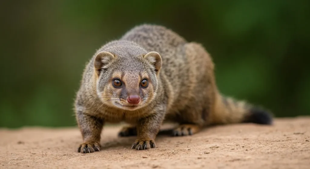 Diverse specii de manguste malgașe în habitatele lor naturale, evidențiind culorile și modelele blănii lor.