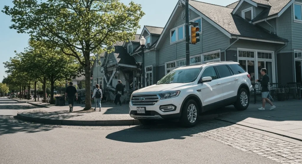 Un SUV a intrat într-o clădire pe Granville Island, Vancouver.