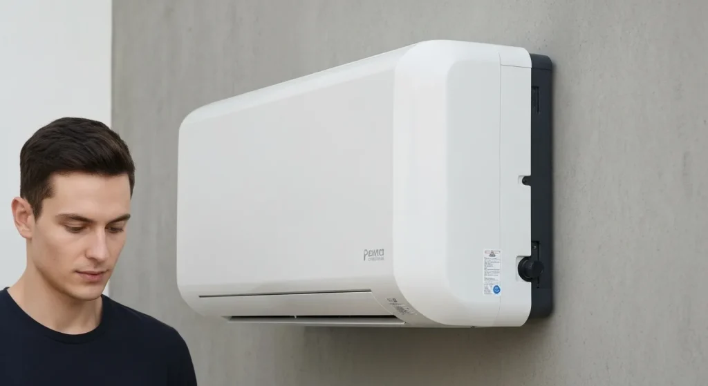 O unitate compactă de tratare a aerului, integrând o pompă de căldură, filtre și sisteme de ventilație.