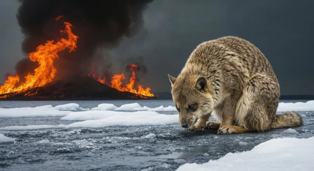 Un animal în habitatul său natural, afectat de schimbările climatice.